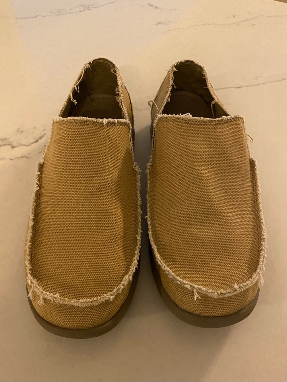 Crocs Men’s Size 13 Santa Cruz Khaki Loafers Canvas Slip On Casual Boat Shoes